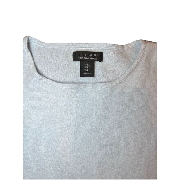 Tahari 100% Cashmere Crew Neck Sweater Women's Size Medium Light Blue Workwear - Picture 3 of 7